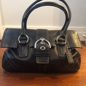 Coach Tote Purse Handbag Black with Silver Buckle